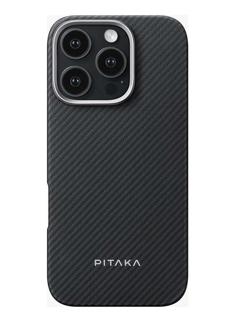 PITAKA iPhone 16 Pro Max Case Ultra Slim / Compatible with MagSafe / 3D Grip Textured / Raised Camera Lip - Black/Gray  - Image 1