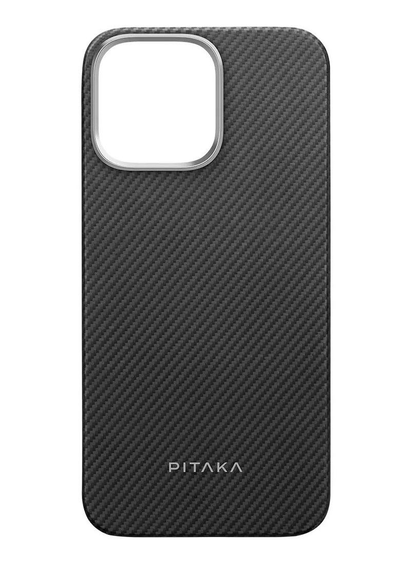 PITAKA iPhone 16 Pro Max Case Ultra Slim / Compatible with MagSafe / 3D Grip Textured / Raised Camera Lip - Black/Gray  - Image 5