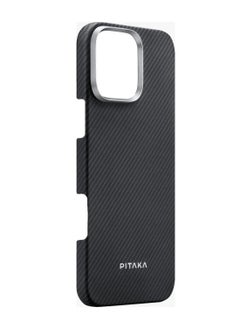 PITAKA iPhone 16 Pro Max Case Ultra Slim / Compatible with MagSafe / 3D Grip Textured / Raised Camera Lip - Black/Gray  - Image 4