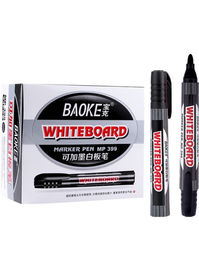 Baoke Mp399 Whiteboard Markers, Black, Office Stationery For Meetings And Teaching, Refillable, 24 Pieces/Box - Image 2