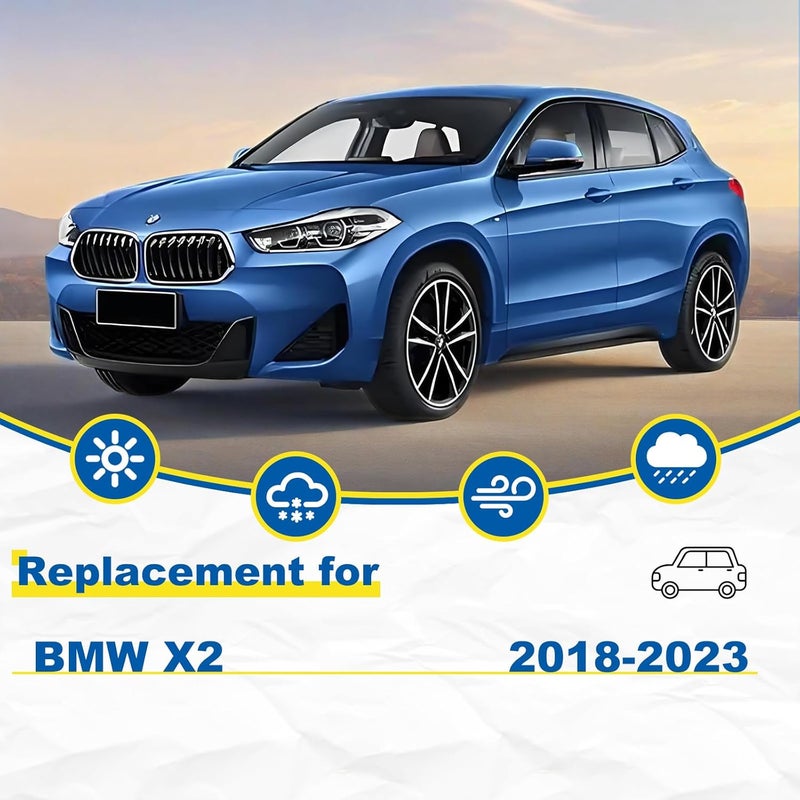 HRSNO شفرات مساحة زجاج أمامي ممتازة لجميع الفصول بديلة لبي إم دبليو X2 2018-2022، سهلة التركيب 24"+20"+13" (عبوة من 3 قطع) - Image 2