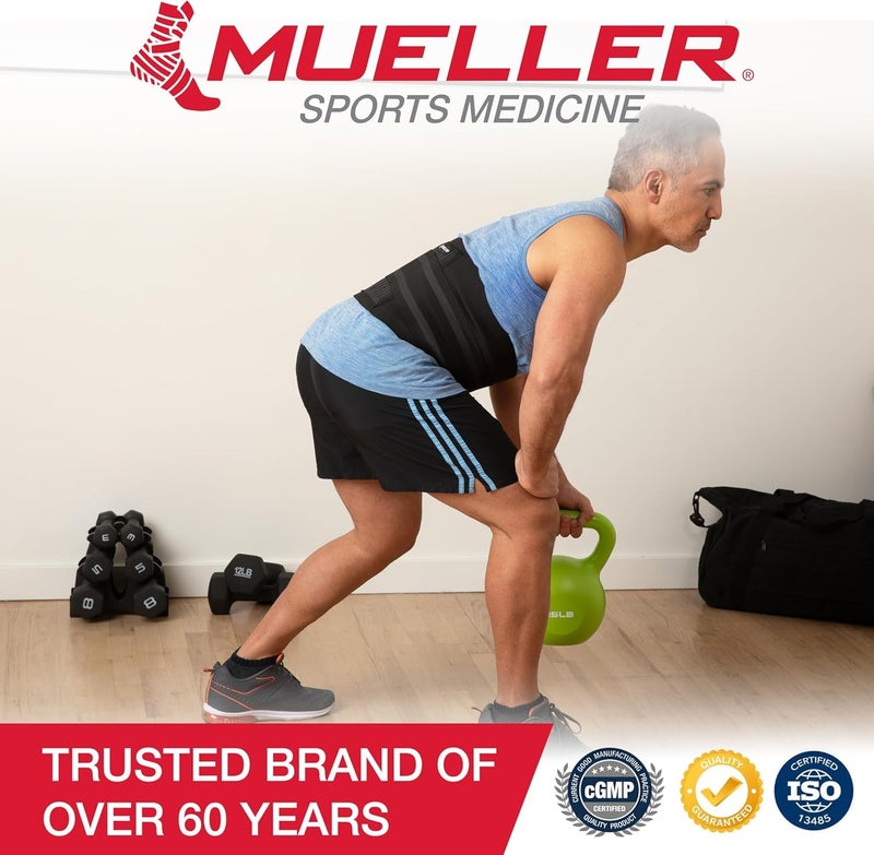 MUELLER Sports Medicine Adjustable Back Brace, Ideal for Upper and Lower Back Pain, Relief & Support for Men and Women, Strains, Sciatica, Scoliosis, Black, One Size - Image 5