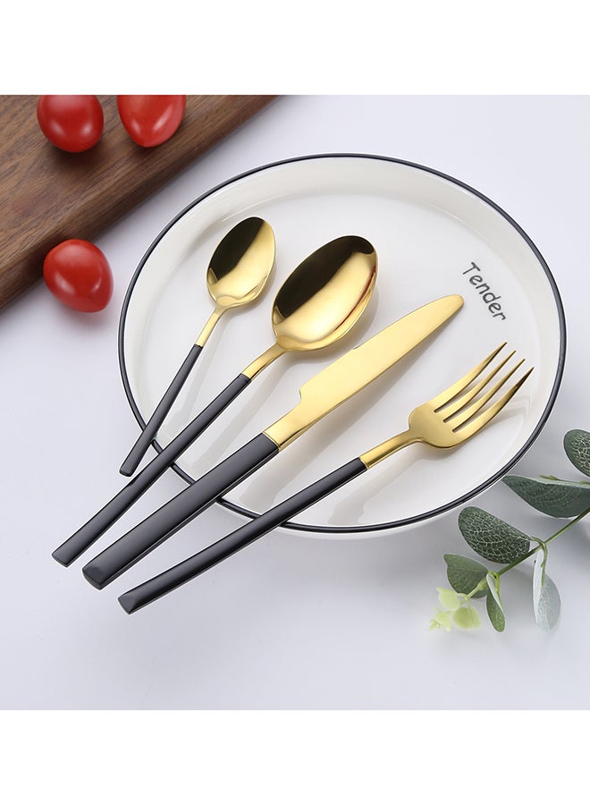 Black and Gold 4-Piece Premium Knife and Spoon Set - Image 1
