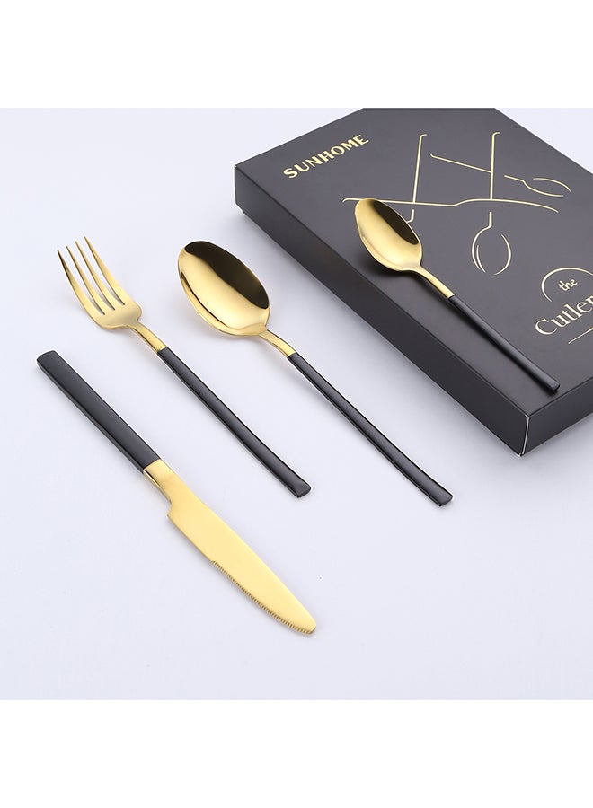 Black and Gold 4-Piece Premium Knife and Spoon Set - Image 5