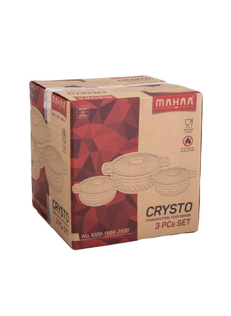 Crysto Set of stainless steel containers, 3 pieces, 1000 ml + 1500 ml + 2500 ml  - Image 3