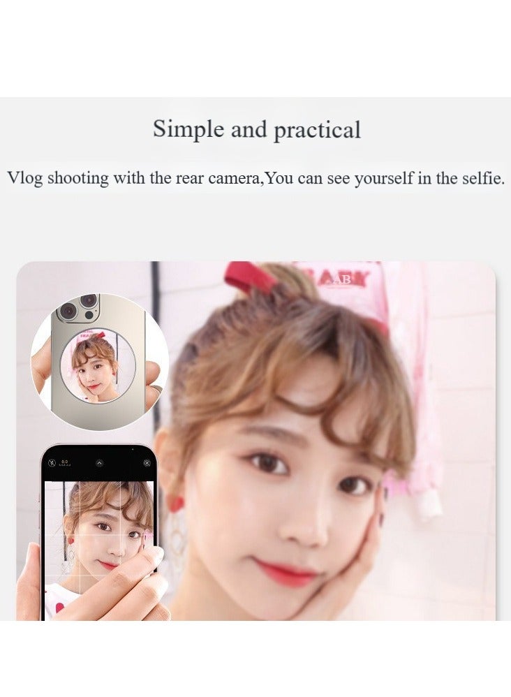 Magnetic Phone Selfie Mirror, Cosmetic Mirror, Portable 2.24 Inch, Aluminum Alloy Selfie Mirror with Convex Mirror, For iPhone 16 15 14 13, Phone Case and All Phones, Selfie Video  - Image 5