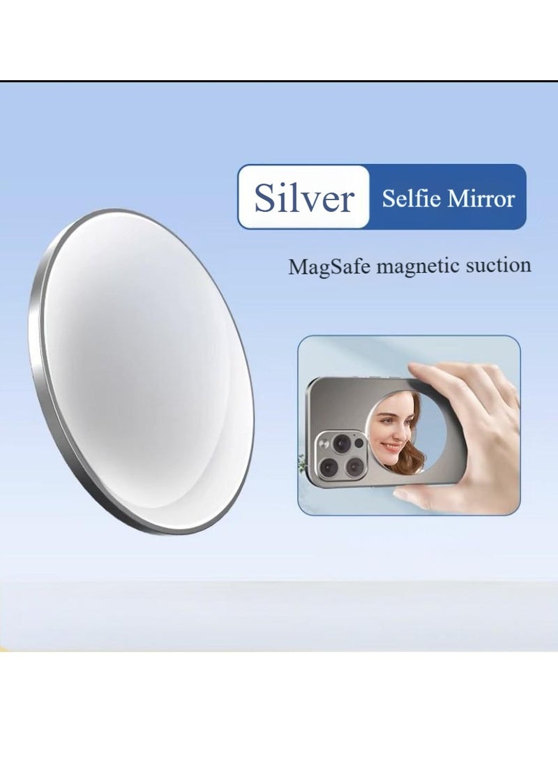 Magnetic Phone Selfie Mirror, Cosmetic Mirror, Portable 2.24 Inch, Aluminum Alloy Selfie Mirror with Convex Mirror, For iPhone 16 15 14 13, Phone Case and All Phones, Selfie Video  - Image 2