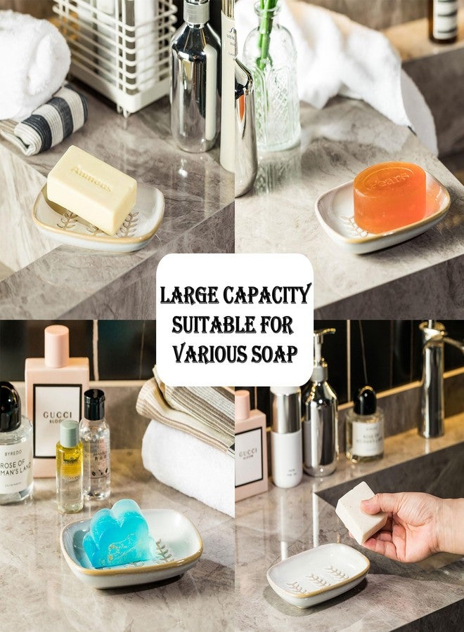 Miamolo Soap Dish Soap Holder Shower, Ceramic Soap Dishes for Bar Soap Sponge, Shower Soap Dish Soap Saver Tray for Bathroom Kitchen Sink, Easy to Clean - Image 4