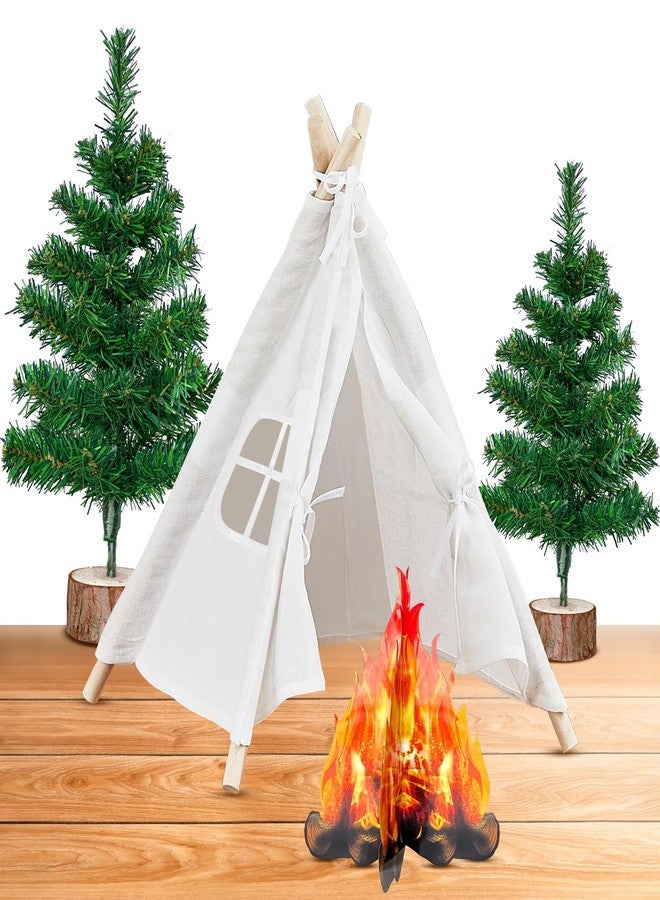 Gaiaring 4 Pcs Christmas Camping Tent Themed Party Decor Christmas Tree Camping Backdrop Photography Tent Nature Decor Set Include 1 Tent 1 3D Decorative Cardboard Campfire 2 PineTrees for Xmas Camping Party - Image 1