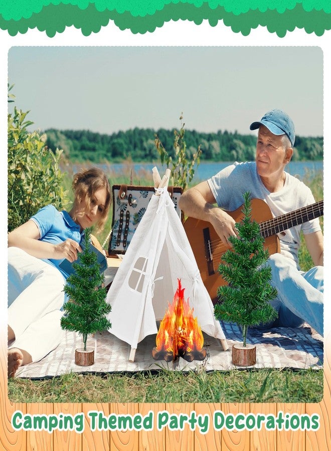 Gaiaring 4 Pcs Christmas Camping Tent Themed Party Decor Christmas Tree Camping Backdrop Photography Tent Nature Decor Set Include 1 Tent 1 3D Decorative Cardboard Campfire 2 PineTrees for Xmas Camping Party - Image 4