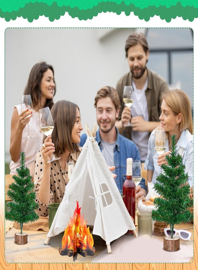 Gaiaring 4 Pcs Christmas Camping Tent Themed Party Decor Christmas Tree Camping Backdrop Photography Tent Nature Decor Set Include 1 Tent 1 3D Decorative Cardboard Campfire 2 PineTrees for Xmas Camping Party - Image 5