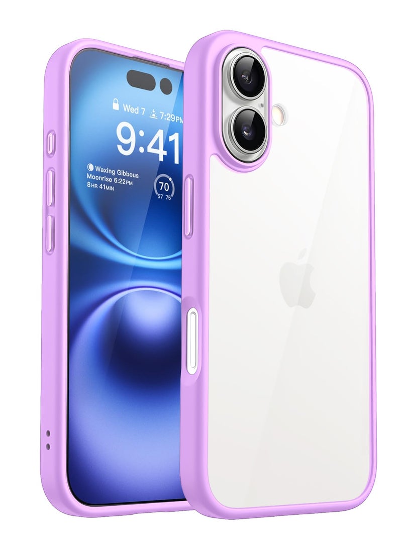 Case for iPhone 16 Plus 6.7-Inch, Shockproof Phone Bumper Cover, Solid Color Matte TPU Frame, Anti-Scratch Clear Back (Pink) - Image 1
