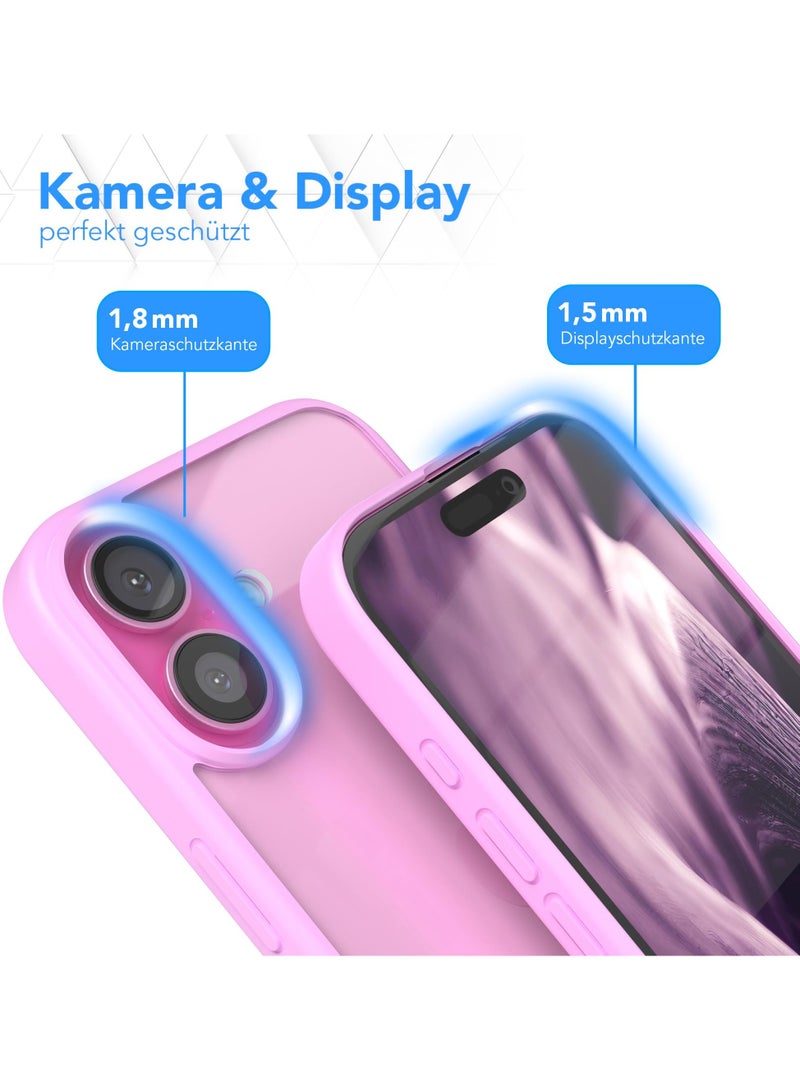 Case for iPhone 16 Plus 6.7-Inch, Shockproof Phone Bumper Cover, Solid Color Matte TPU Frame, Anti-Scratch Clear Back (Pink) - Image 2