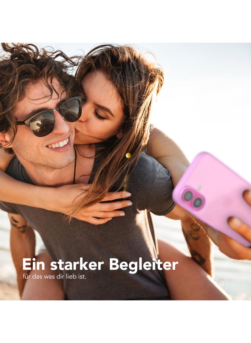 Case for iPhone 16 Plus 6.7-Inch, Shockproof Phone Bumper Cover, Solid Color Matte TPU Frame, Anti-Scratch Clear Back (Pink) - Image 5