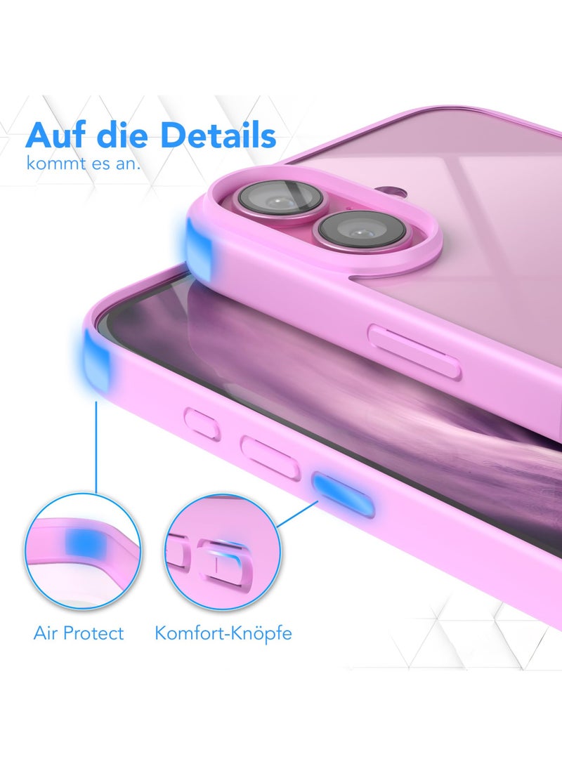 Case for iPhone 16 Plus 6.7-Inch, Shockproof Phone Bumper Cover, Solid Color Matte TPU Frame, Anti-Scratch Clear Back (Pink) - Image 3