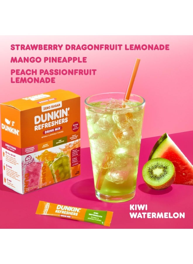 Dunkin' - Refreshers Green Tea Drink Mix Variety Pack Zero Sugar (80mg Caffeine) - 40 Powder Packets - Image 5