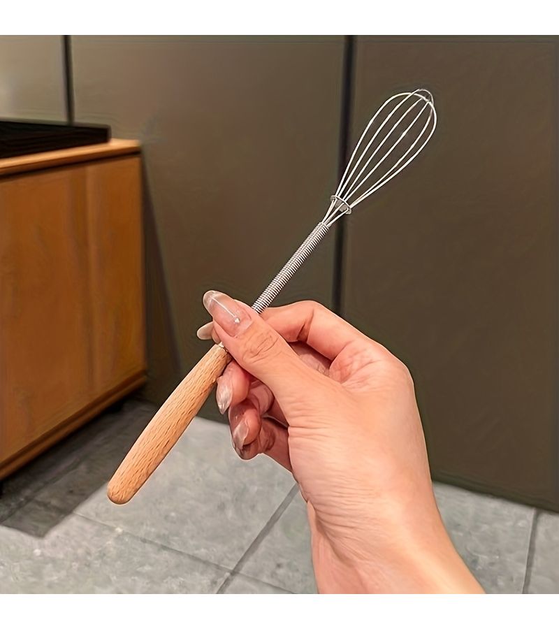 Stainless Steel Whisk Set 3 Pieces with Wooden Handle Durable Kitchen Mixer for Baking Mixing and Stirring Ergonomic Design Easy Handling Essential Home Cooking Utensil - Image 1
