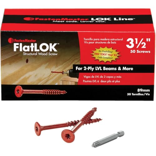 FASTENMASTER براغي خشبية من فولاذ الكربون مع رأس مسطح من فاستن ماستر فلاتلوك رقم 14 × 3-1/2 بوصة #40 توركس تاب - Image 3