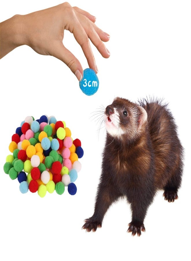 WCDJOMOP 30 Pcs Ferret Pom Pom Toy Balls Set - Soft Colorful Lightweight Plush Interactive Quiet Pompom Balls Training Playing Exercise Scratch Chew Toys for Indoor Ferret Cat Kitten Assorted Colors (30 Pcs) - Image 4
