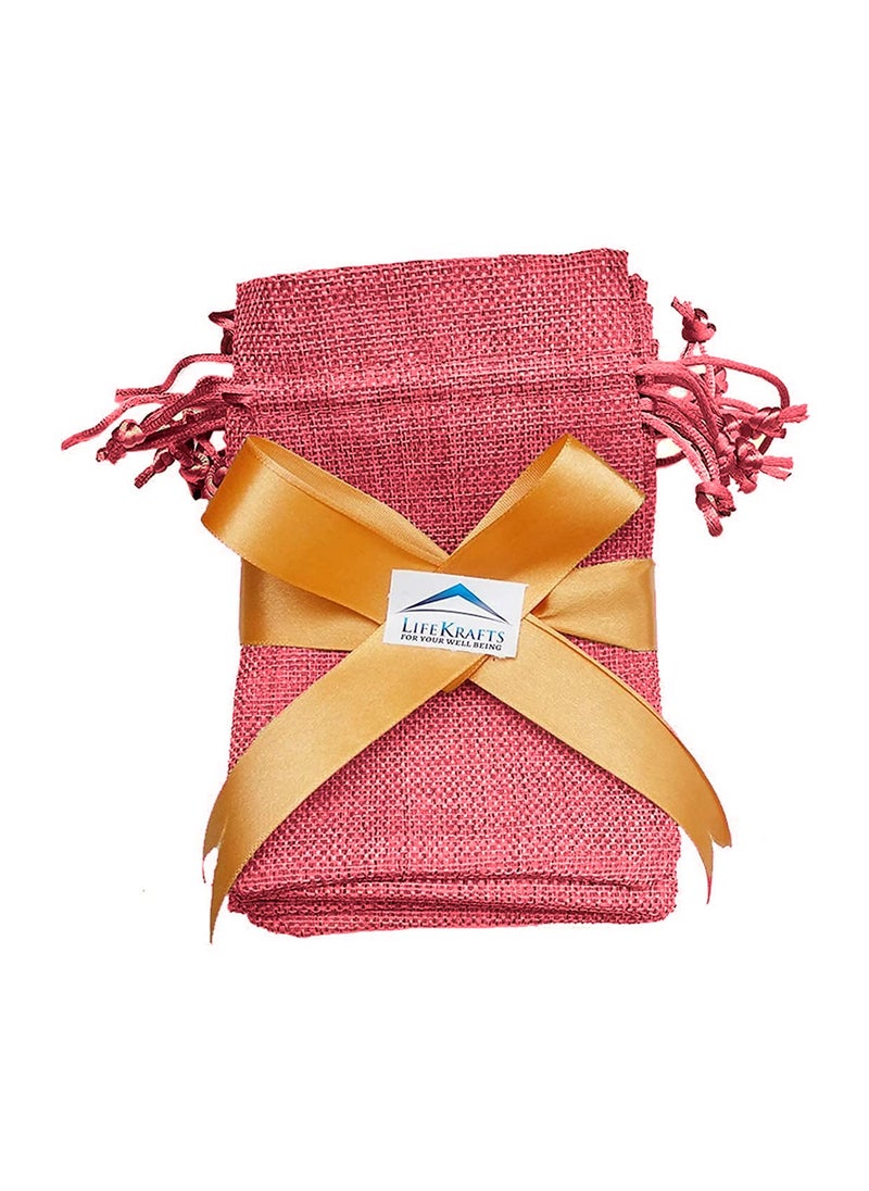 Lifekrafts Lifekrafts Pink jute Linen Pouches Birthday and Party Favour Bags Potlis for Functions, Baby Showers, Candy Bags Size-20x25 cm (Pack of 30)  - Image 4