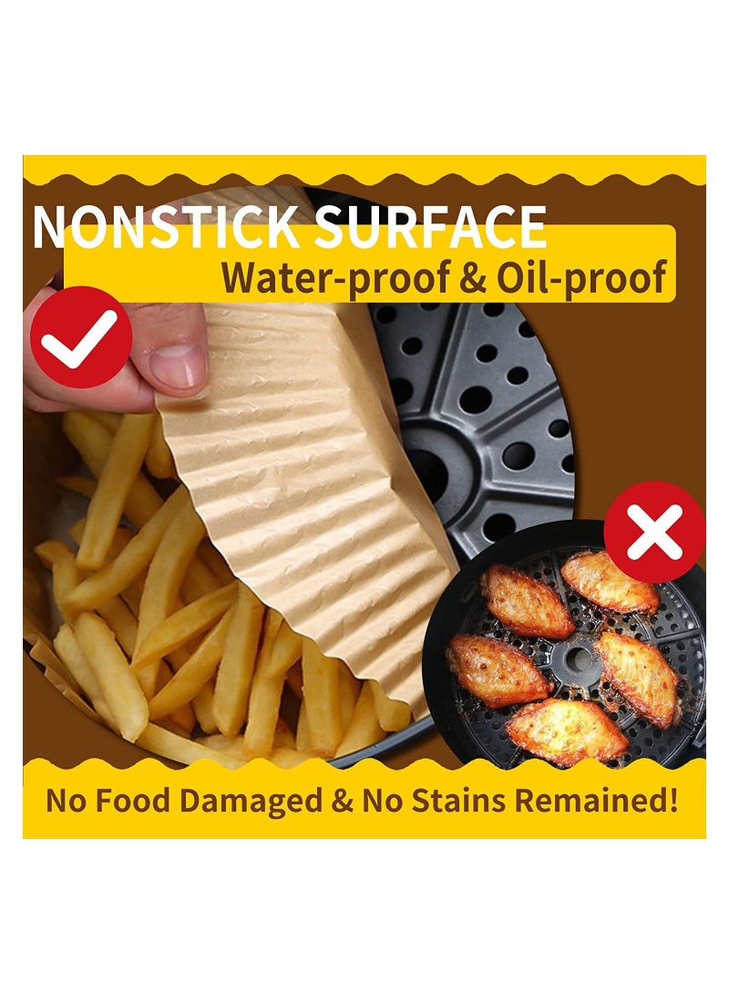50-Pieces Disposable Paper Plate, Non-Stick Multiuse for Frying, Round Parchment Paper, Air Fryer, Microwave, Oven, Baking Frying Pan Kitchen Accessories Brown Colour  - Image 5