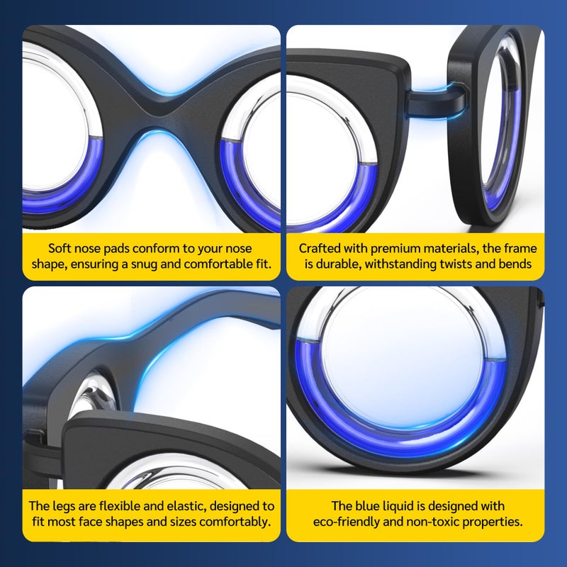 NEOISM Anti Motion Sickness Glasses, Car Sickness Glasses Relief Nausea & Dizziness, Portable Lensless Design for Car Sickness, Air Sickness, Sea Sickness, Road Trip Essentials, Full Black Bag - Image 5