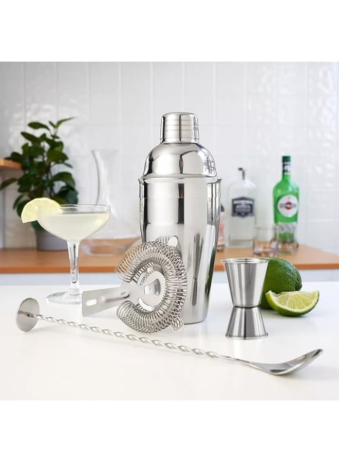 ZPUFAW 5-Piece Cocktail Shaker Set 24oz Shaker Strainer Jigger T-Mixing Spoon Pour Spout Bartender Kit Stainless Steel Bar Set Housewarming Gift - Image 2
