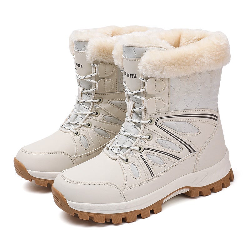 2025 Winter Women'S Large Size High-Top Cotton Shoes Thick-Soled Waterproof Snow Boots Women'S Velvet Warm And Thickened Women'S Shoes - Image 2
