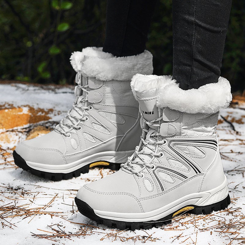 2025 Winter Women'S Large Size High-Top Cotton Shoes Thick-Soled Waterproof Snow Boots Women'S Velvet Warm And Thickened Women'S Shoes - Image 4