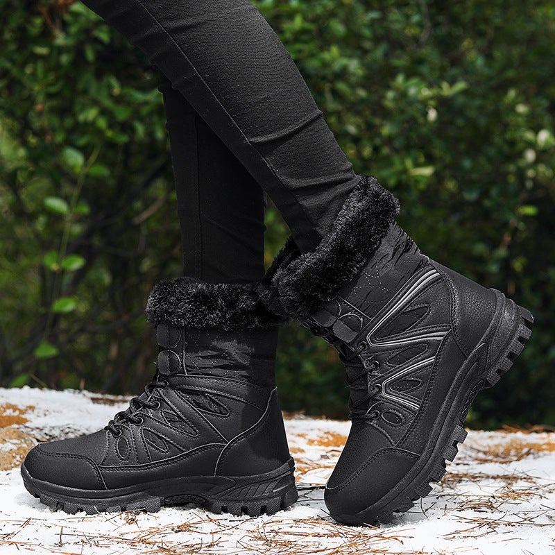 2025 Winter Women'S Large Size High-Top Cotton Shoes Thick-Soled Waterproof Snow Boots Women'S Velvet Warm And Thickened Women'S Shoes - Image 5