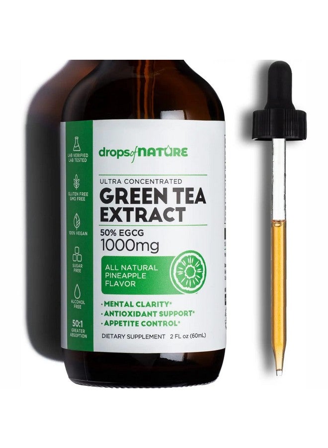 Drops of Nature مستخلص الشاي الأخضر 1000 ملغ 50% إي جي سي جي قطرات سائلة من الشاي الأخضر أقوى 4 مرات من الأقراص والكبسولات 2 أونصة. مكمل مضاد للأكسدة والمناعة نباتي دعم للبشرة والقلب + تعزيز صحة الدماغ والذاكرة - Image 2