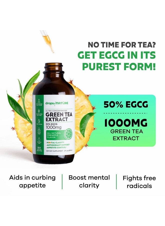 Drops of Nature مستخلص الشاي الأخضر 1000 ملغ 50% إي جي سي جي قطرات سائلة من الشاي الأخضر أقوى 4 مرات من الأقراص والكبسولات 2 أونصة. مكمل مضاد للأكسدة والمناعة نباتي دعم للبشرة والقلب + تعزيز صحة الدماغ والذاكرة - Image 4