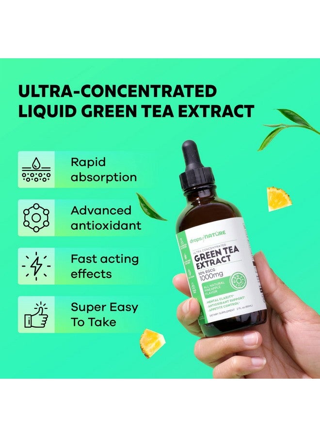 Drops of Nature مستخلص الشاي الأخضر 1000 ملغ 50% إي جي سي جي قطرات سائلة من الشاي الأخضر أقوى 4 مرات من الأقراص والكبسولات 2 أونصة. مكمل مضاد للأكسدة والمناعة نباتي دعم للبشرة والقلب + تعزيز صحة الدماغ والذاكرة - Image 3