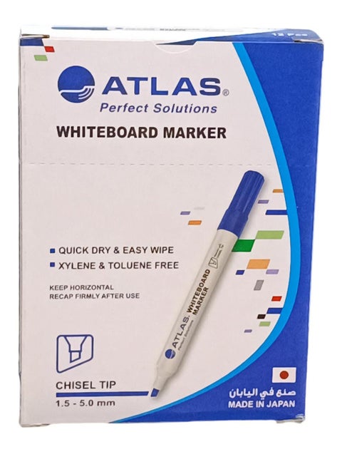 Pack of 12 Whiteboard Chisel Tip Markers Blue