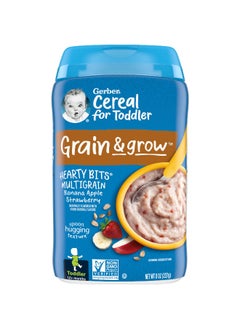 Gerber Gerber, Cereal for Toddler, Grain & Grow, Hearty Bits MultiGrain, 12+ Months, Banana, Apple, Strawberry, 8 oz (227 g)  - Image 1