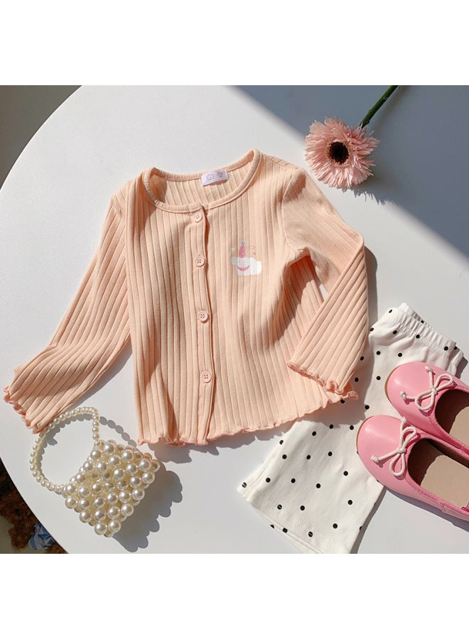 Children's Knitted Cardigan, Girls' Spring And Autumn Long Sleeve Sweater Coat, Cute Baby Top, Toddler Stylish Air Conditioning Shirt
