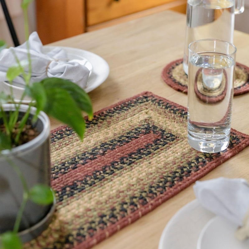 Homespice Highland Jute Braided Long Table Runner  Country Cabin Decor  Multicolor Rectangle 11X36 - Rich Colors  Easy To Clean  Durable And Protects Furniture - Image 1