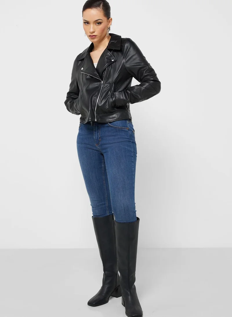 VERO MODA Pu Zip Detail Jacket