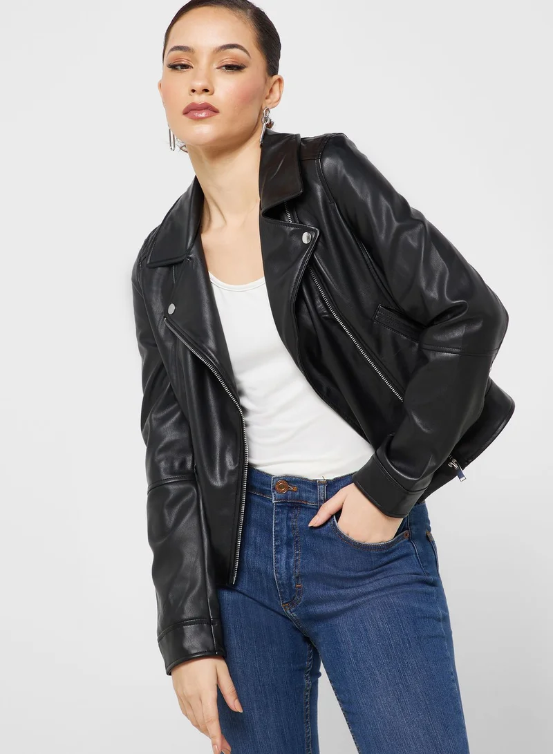 VERO MODA Pu Zip Detail Jacket