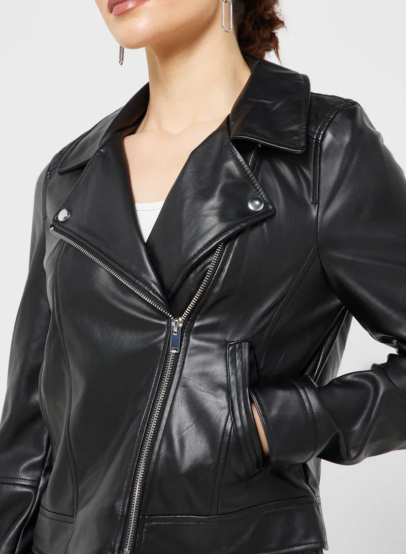 VERO MODA Pu Zip Detail Jacket