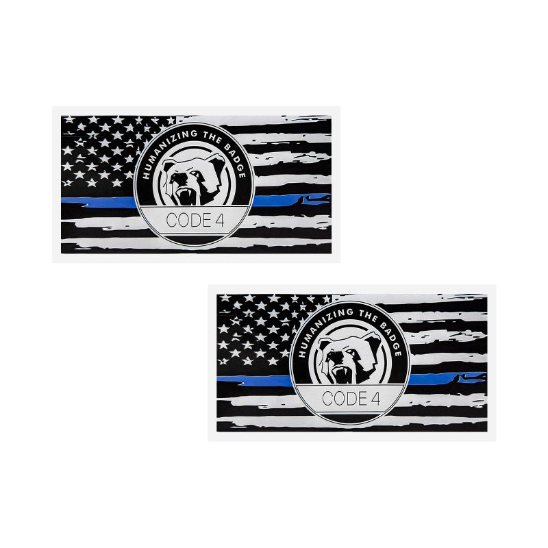 FSTURIOS 2PCS Thin Blue Line Sticker Code 4, Police Support Sticker American Flag Thin Line Decal, Waterproof Thin Line Flag Stickers Support Law Enforcement for Car Window Laptop (Small) - Image 1