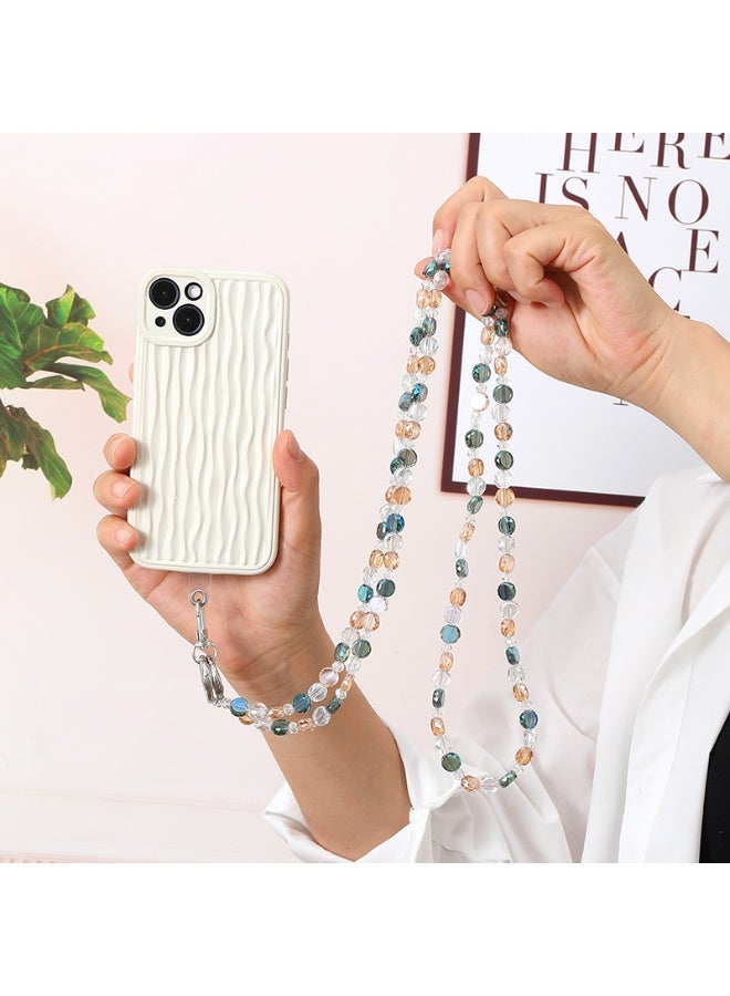 NIBEMINENT Super Cute Beaded Phone Charm – Trendy Phone Chain Wrist Strap, Shining Beads Chain Lanyard for Cell Phone - Image 2