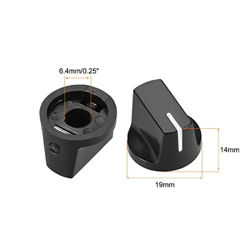Rebower Potentiometer Knob Shaft Insert D Type Switch Knobs, [for Audio Device] - 6.4mm/ Black White/ 4Pcs - Image 2