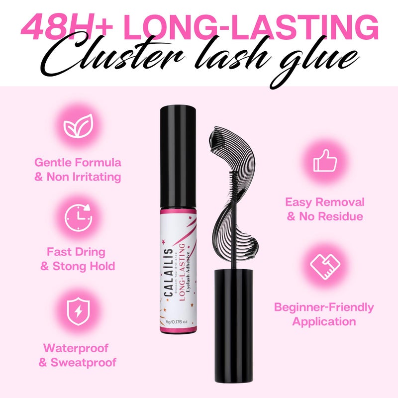 CALAILIS Lash Glue, Super Strong Hold Cluster Lash Extension Glue, Waterproof, Fast Drying - Image 2