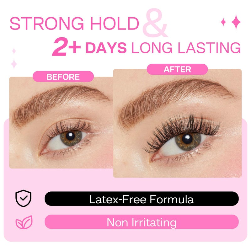 CALAILIS Lash Glue, Super Strong Hold Cluster Lash Extension Glue, Waterproof, Fast Drying - Image 4