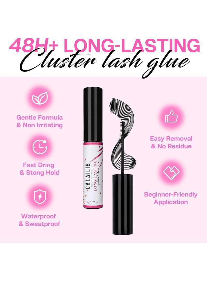 Calailis - CALAILIS Lash Glue, Cluster Lash Glue for DIY Lash Extensions Super Strong Hold 48 Hours Long Lasting Lash Extension Glue for Lash Cluster Waterproof Non-Irritating Fast Drying Lash Glue - Image 1