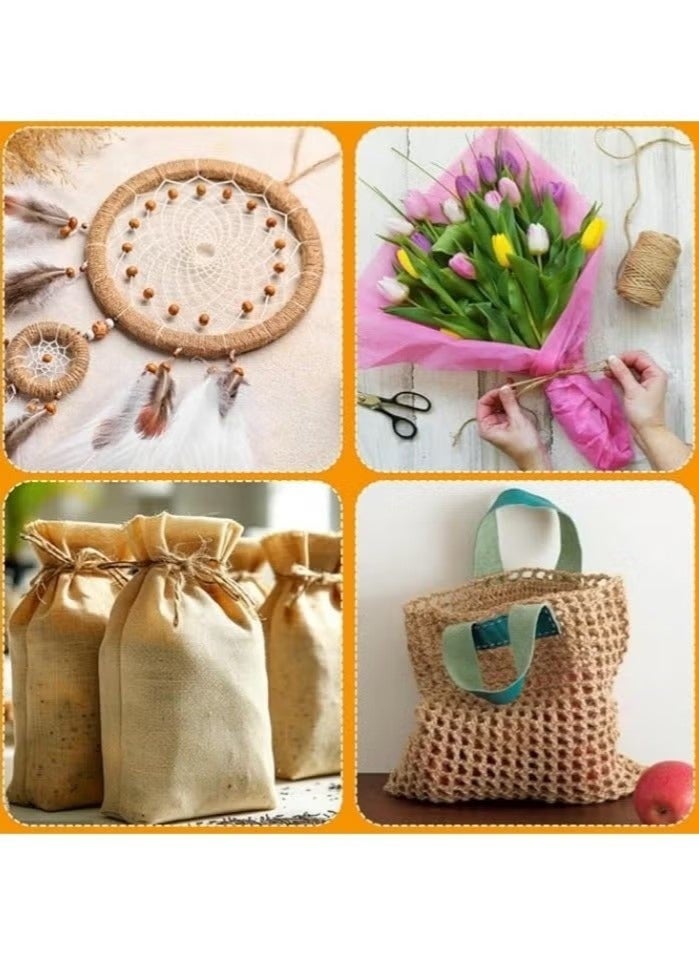 2 PCS Natural Jute Twine 100m - Handmade Rope for Gift Wrapping, Flower Arrangements, Gardening, Festive Decorations & DIY Crafts - Image 4