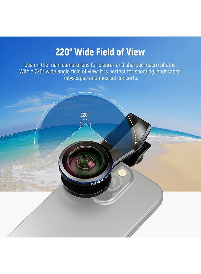NEEWER 8mm Fisheye Lens with 220° Wide Angle u0026 17mm Thread Phone Lens Clip, Also for 17mm Threaded Phone Cage/Phone Case/Phone Clamp/Backplate, LS-29 PRO - Image 3