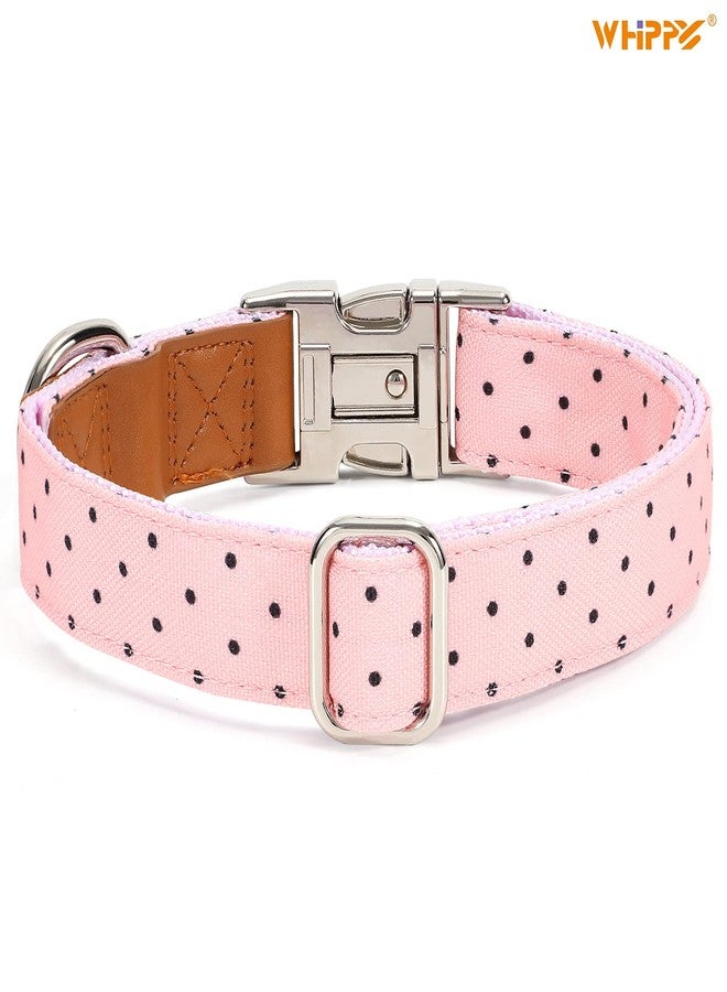 WHIPPY Dog Collar Metal Buckle Adjustable Cute Pink Dot Collars for Large Medium Small Boys Girls Dogs - Image 3