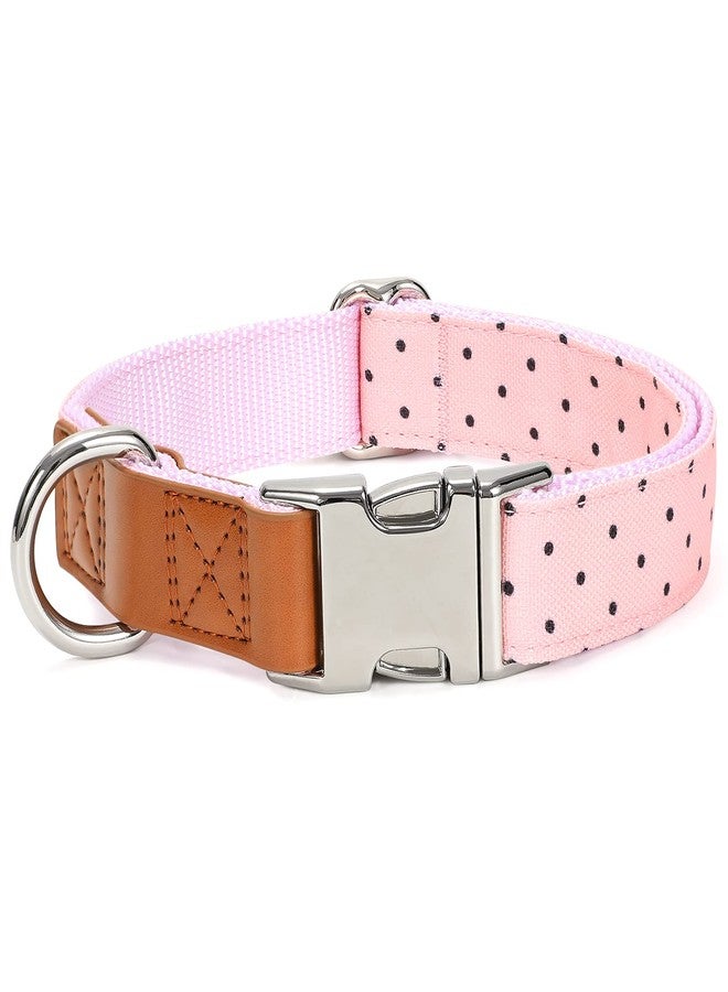 WHIPPY Dog Collar Metal Buckle Adjustable Cute Pink Dot Collars for Large Medium Small Boys Girls Dogs - Image 1